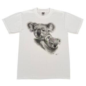 Vintage Koala Bear T-Shirt Wildlife Nature Animal Art Tee Jerzees White Small